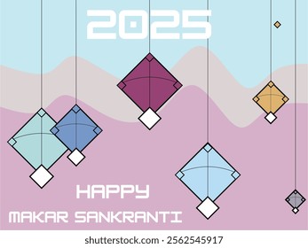 Happy Makar Sankranti 2025: Geometric Kite Festival Design