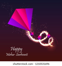 Happy Makar Sankranti backgraund with colorful kite. Vector