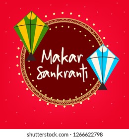 Happy Makar Sankranti Background Design with Colorful Kites.