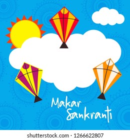 Happy Makar Sankranti Background Design with Colorful Kites.