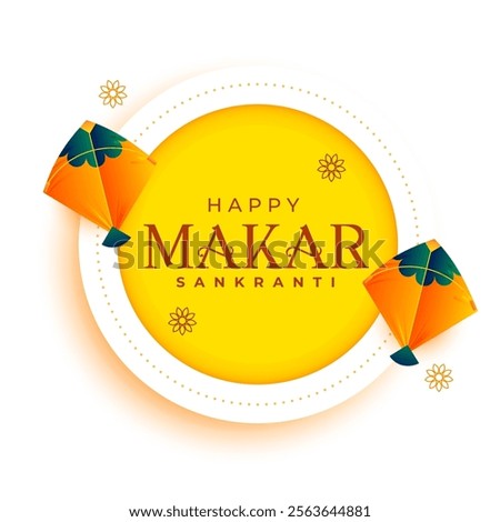 happy makar sankranti background with realistic kites vector