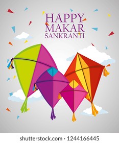 happy makar sankranti ceremony with kites