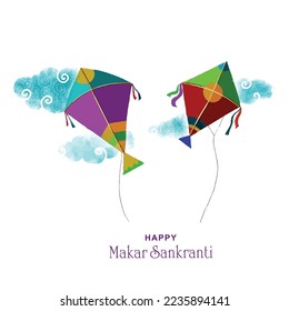 	
Happy makar sankranti colorful kites for festival of india