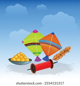 Happy makar sankranti colorful kites for festival of india