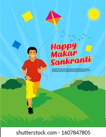 Happy Makar Sankranti creative banner vector illustration.