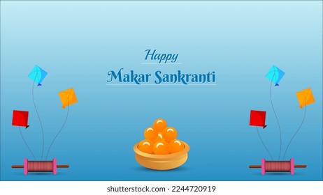 happy makar sankranti creative graphic banner vector illustration.
