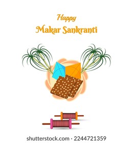 happy makar sankranti creative graphic banner vector illustration.