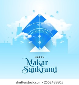 Happy Makar Sankranti Festival Background with Flying Kites