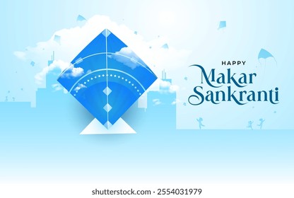 Happy Makar Sankranti Festival Background with Flying Kites