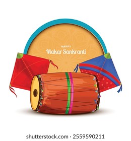 Happy makar sankranti festival background decorated with kites design