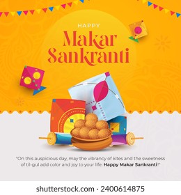 Happy Makar Sankranti Festival Greeting Background Template Design svg