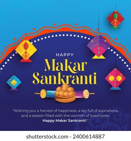 Happy Makar Sankranti Festival Greeting Background Template Design