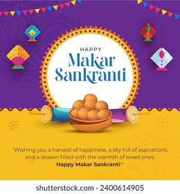 Happy Makar Sankranti Festival Greeting Background Template Design