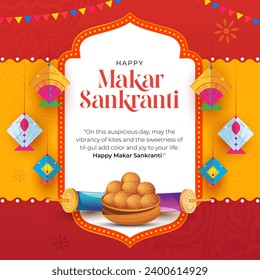 Happy Makar Sankranti Festival Greeting Background Template Design