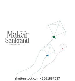 Happy Makar Sankranti Festival Greeting Background Template Design. Makar Sankranti wallpaper with colorful kite string for festival of India. Makar Sankranti, the religious festival of India.