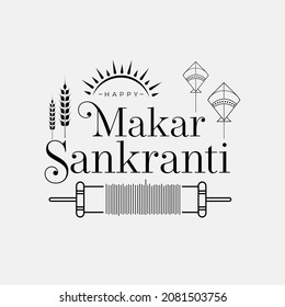 Happy Makar Sankranti Festival Text Typography Design Template