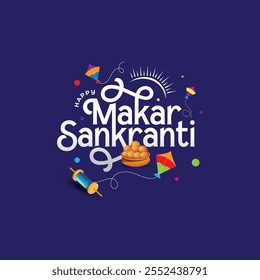 Feliz Makar Sankranti Festival Tipografia Modelo Design