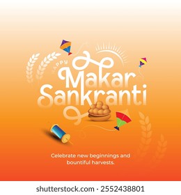 Happy Makar Sankranti Festival Typography Template Design