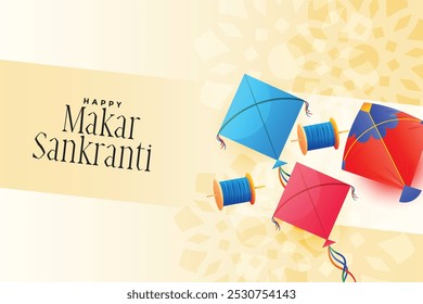 Happy Makar Sankranti with flying kites festival background