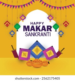 Happy Makar Sankranti greeting card design