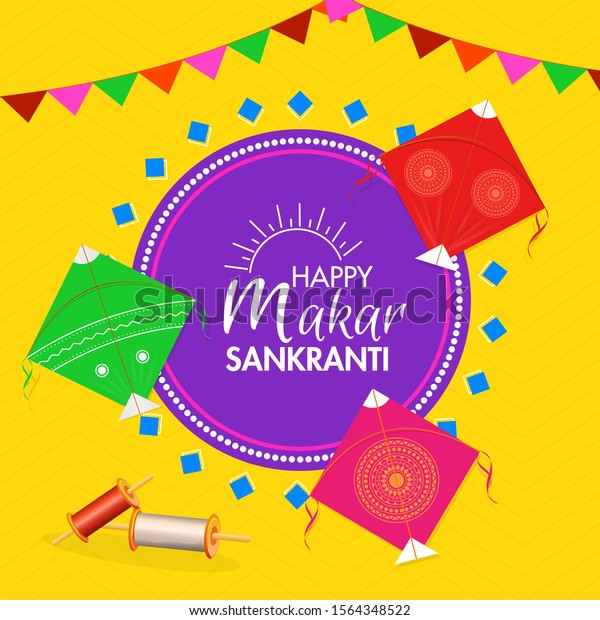 Happy Makar Sankranti Greeting Card Design Stock Vector (Royalty Free ...