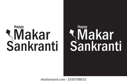 Happy Makar Sankranti handwritten text with modern brush calligraphy, hand lettering typography. Flyer, poster, banner, greeting card, invitation template, social media post. Vector illustration .