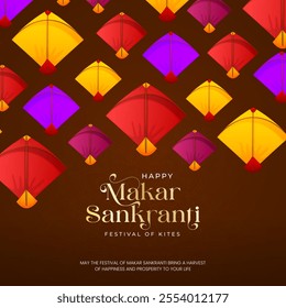 Happy Makar Sankranti holiday India festival. Happy Makar Sankranti Creative Social Media Post. Makar Sankranti Festival Greeting Background Template Design. Sankranti Festival Greeting Background.