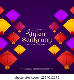 Happy Makar Sankranti holiday India festival. Happy Makar Sankranti Creative Social Media Post. Makar Sankranti Festival Greeting Background Template Design. Sankranti Festival Greeting Background.