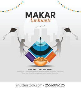 Happy Makar Sankranti holiday India festival. Happy Makar Sankranti Creative Social Media Post. Makar Sankranti Festival Greeting Background Template Design. Sankranti Festival Greeting Background.