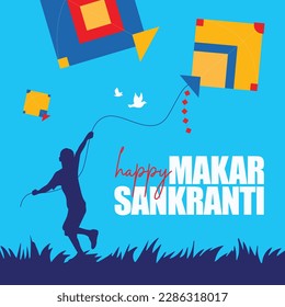 Happy Makar Sankranti, Illustration des Kite-Fly-Drachen, indisches Festival