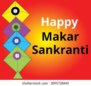 Happy Makar Sankranti Image With Red Yellow Background