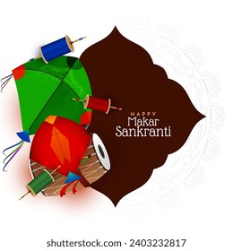 Happy Makar Sankranti Indian festival decorative background design vector