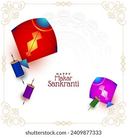 Happy Makar Sankranti Indian festival celebration card design vector