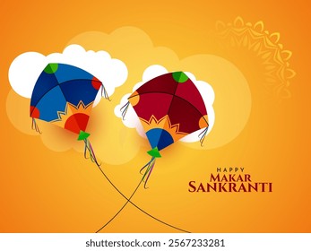 Happy Makar Sankranti Indian festival yellow stylish background vector