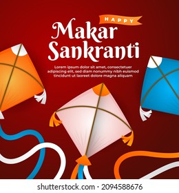 Happy Makar Sankranti mit Drachendekoration