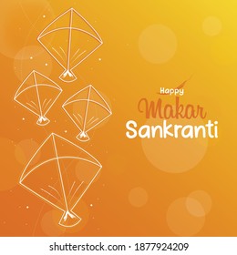 happy makar sankranti, kite festival, uttarayan, social media post, Vector illustration.