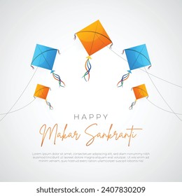 Happy Makar Sankranti Post and Flyer Template. Makar Sankranti Festival of Kites Social Media Post and Background Design Vector Illustration. 