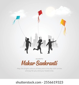 Happy Makar Sankranti Post and Greeting Card. Indian Festival of Kites Celebration. Makar Sankranti Poster Background Vector Illustration