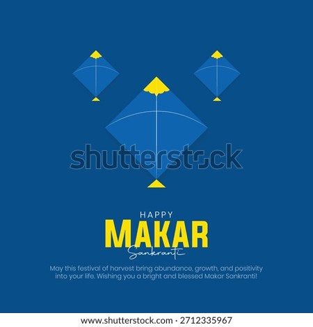 Happy Makar Sankranti Post and Greeting Card Design. Indian Festival Makar Sankranti Poster Vector Illustration