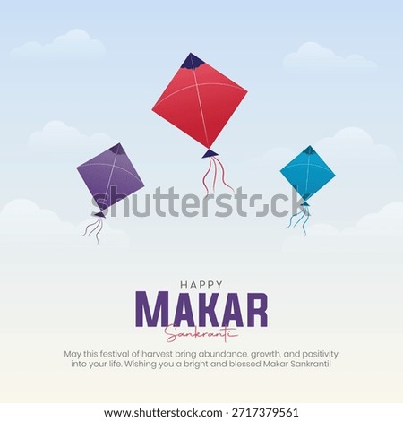 Happy Makar Sankranti Post and Greeting Card. Indian Festival Makar Sankranti Creative Banner Vector Illustration