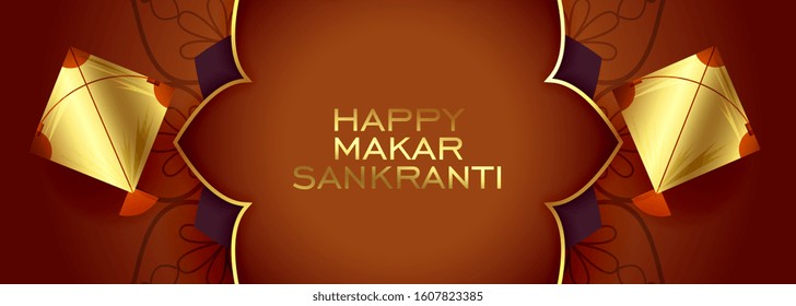 happy makar sankranti premium golden festival banner