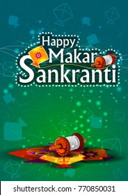 Happy Makar Sankranti religious festival of India celebration background. Vector illustration