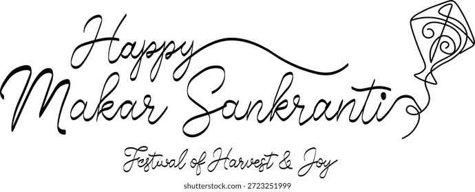 Feliz Makar Sankranti Script Tipografia Colheita Joy Vetor