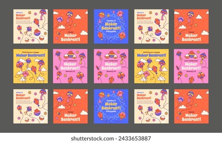 happy makar sankranti social media post vector flat design