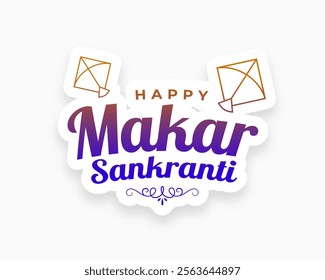 happy makar sankranti sticker background with golden kites vector