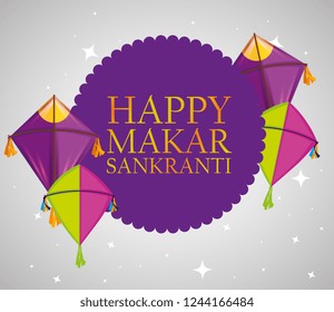 happy makar sankranti sticker with kites