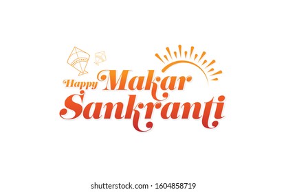 Happy Makar Sankranti Text Typography Vector Illustration 