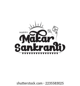 Happy Makar Sankranti Text Typography Design Template