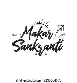 Happy Makar Sankranti Text Typografie Design-Vorlage