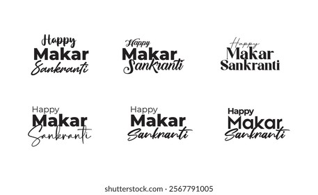 Happy Makar Sankranti Text Typography Design 